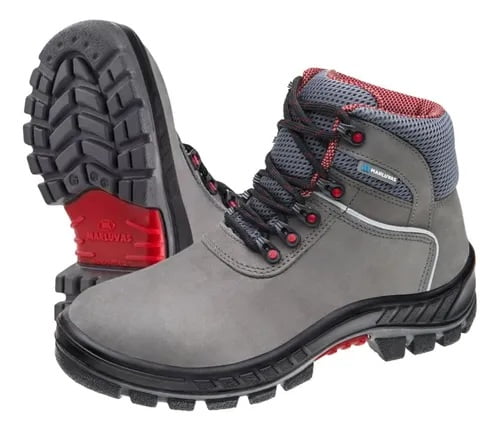 Bota Botina ocupacional em couro (nubuck) Premier Cinza CA. 41369 - Marluvas