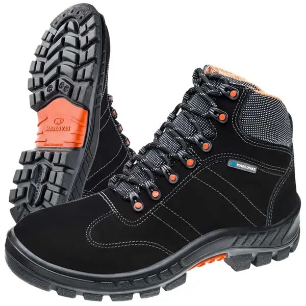 Bota Botina ocupacional em couro (nubuck) Premier Preta CA. 41369 - Marluvas
