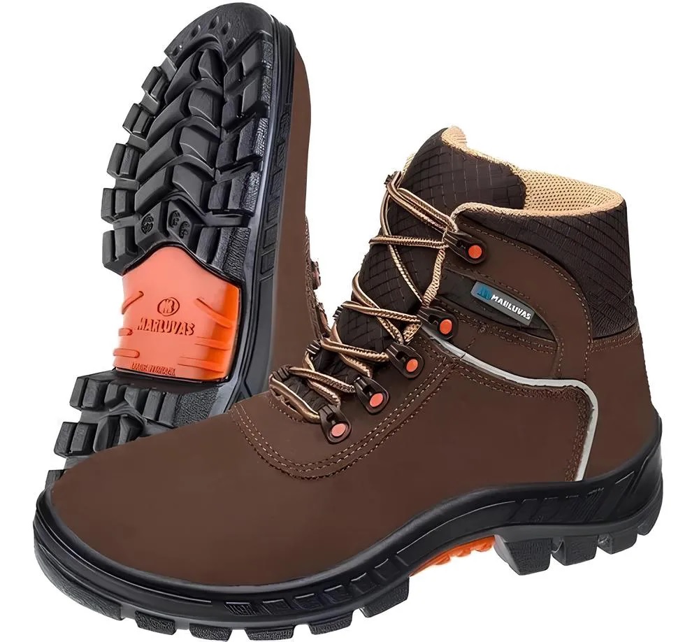 Bota ocupacional em couro (nubuck) Premier Marrom CA. 41369 - Marluvas