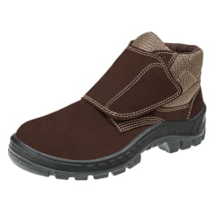 BOTA BOTINA DE SEGURANÇA MARLUVAS 50B26 VELCRO NOBUCK MARROM CAFÉ BICO DE PVC - CA 43273