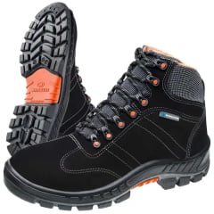 Bota Botina ocupacional em couro (nubuck) Premier Preta CA. 41369 - Marluvas