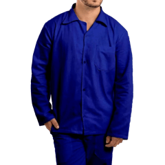 Camisa de brim Uniforme 100% algodão Manga longa - Azul