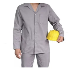 Camisa de brim Uniforme 100% algodão Manga longa - Cinza